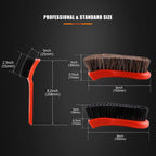 3Pcs Car Detailing Brush Kit, Leather & Textile Interior Brush, Comfortable Grip and Scratch-Free Cleaning for Dashboard, Wheels, Seats, Foot Mats and Small Areas, Black