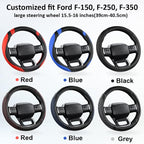 Customized Auto Car Steering Wheel Cover for Ford F-150, F-250, F-350, Expedition(Diamond Quilted - Black+Red)