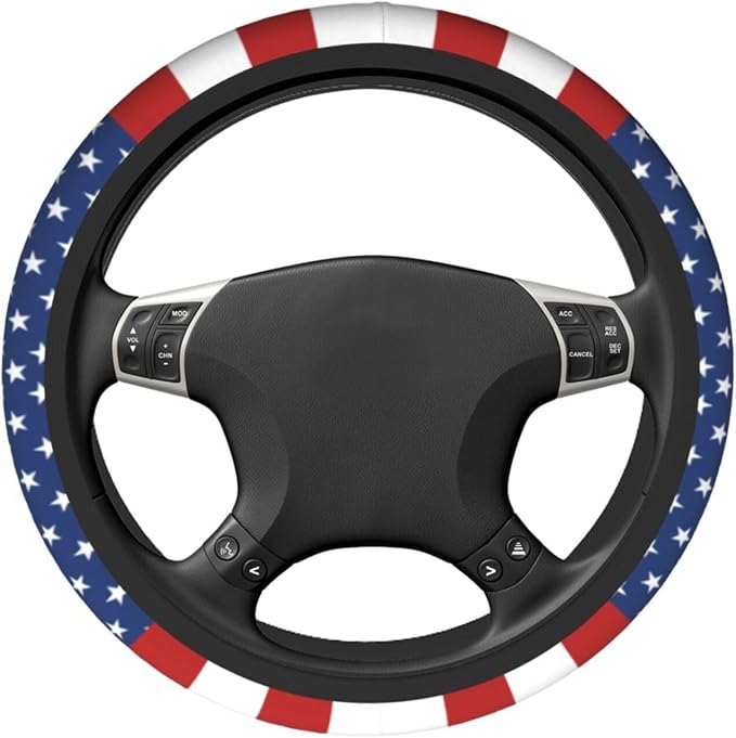 American Flag USA Steering Wheel Cover Car Accessories Cute for Women Girls Girly Universal 15 Inch Neoprene Auto Interior Decor Anti Slip Car Truck Protector