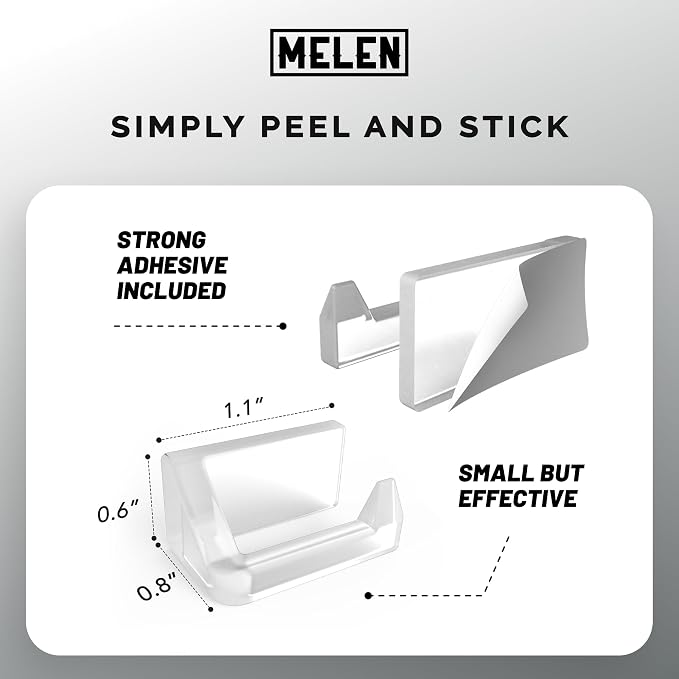 MELEN Adhesive Sunglass Organizer Wall (8-Pack) - Strong and Compact Glasses Holder, Sunglass Holder for Car and Wall - Clear