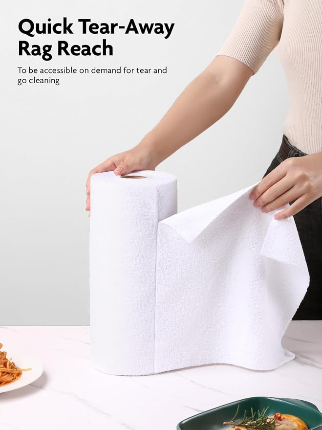 Microfiber Cleaning Cloth Roll -40 Pack, Tear Away Microfiber Towels, 12" x 12", Reusable, Washable, Scratch Free, Ultra Absorbent Dishcloth for All-Around Cleaning Supplies (White)