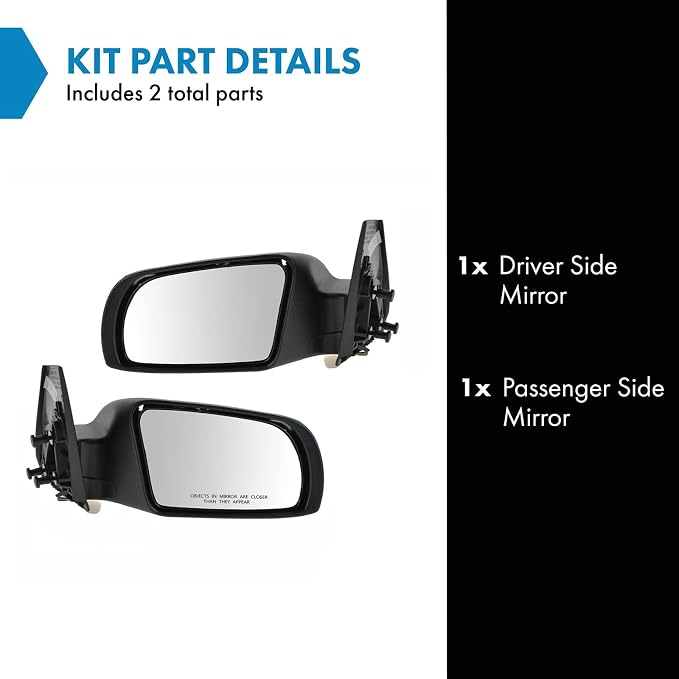 2 Piece Driver and Passenger Side Mirror Assembly Set Electric Adjustment Non-Heated No Memory Black Compatible with 2010-2013 Nissan Altima NI1320211 NI1321211