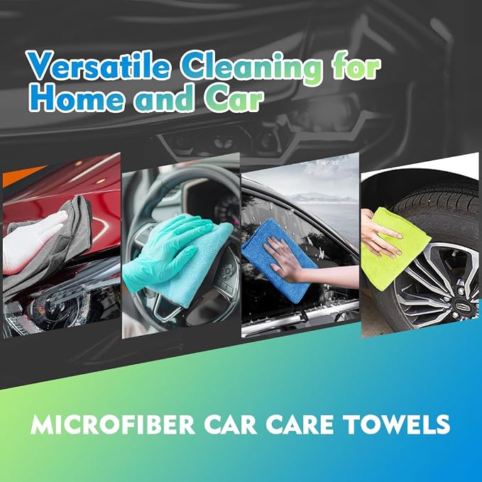 Microfiber Cleaning Cloth 12 Pack, 12.5 x 12.5 Inch Microfiber Towels for Cars, Ultra Absorbent Cleaning Rags, Lint Free Cleaning Towels for Household, Kitchen, Window, and Car, Multicolor