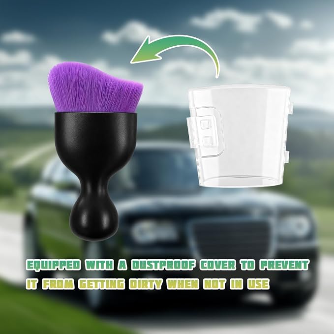 Car Interior Detailing Brush, Curved Soft Bristles Vehicle Removal Dust Collectors, Scratch-Free Automotive Cleaning Tool Accessories, Universal for Truck SUV Sedan (Purple)