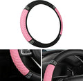 Bling Car Steering Wheel Cover, 15 Inch Rhinestones Soft Leather Elastic Steering Wheel Protector, Sparkly Crystal Diamond for Women, Car Interior Accessories for Most Cars (Pink)