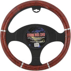 Dark Wood Grain Car Steering Wheel Cover, Standard 15 inch Size, Made to Fit Most Auto Truck Van SUV