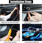 EL Wire Interior Car LED Strip Lights, USB Car Neon Light Strip with Sewing Edge, 16FT Neon Light 5V with Fuse Protection, Electroluminescent Car Indoor Decorations (White)