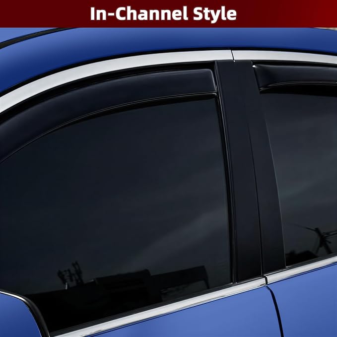 4pcs in-Channel Rain Guard Fit for Audi Q5/SQ5 8R 2009-2017, Smoke Tint Wind Deflector Window Visors Vent Shades Shields Car Accessories 2010 2011 2012 2013 2014 2015 2016