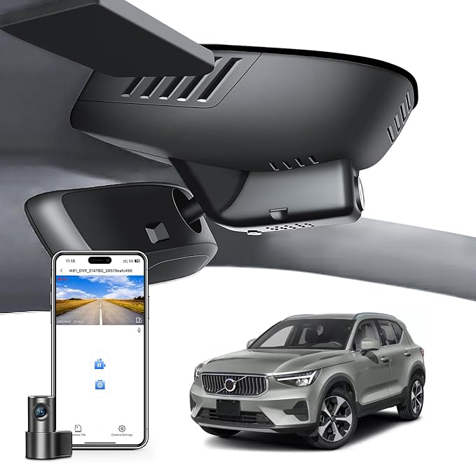 Mangoal Front 4K & Rear 1080P Dash Cam for XC40 2023-2026 (Model B) | & XC40 Recharge 2021-2024, B4 B5 T4 T5 P8 etc, Integrated OEM Look, UHD 2160P Video, WiFi & App, Easy to Install,128GB Card