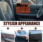 Car Window Armrest Storage Box: Leather Window Side Bag Organizer with Cushion Pocket Universal Front Car Door Armrest Pad Accessory for Vehicle Truck Console Elbow Support Brown