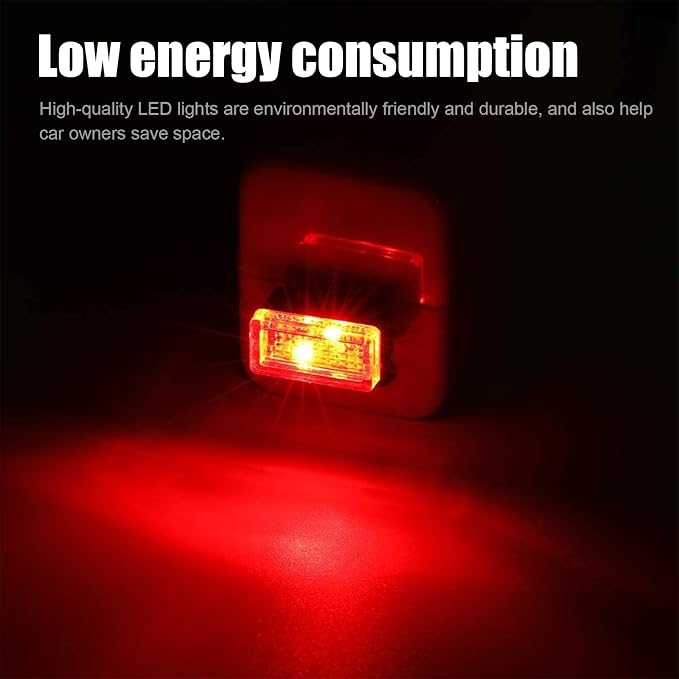 4 PCS USB LED Car Interior Atmosphere Lamp, Portable Mini LED Night Light, Plug-in USB Interface Trunk Ambient Lighting Kit, Universal Car Interior Accessories (Red)