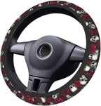 Skull Rose Halloween Scary Steering Wheel Cover Car Accessories Cute for Women Girls Girly Universal 15 Inch Neoprene Auto Interior Decor Anti Slip Car Truck Protector