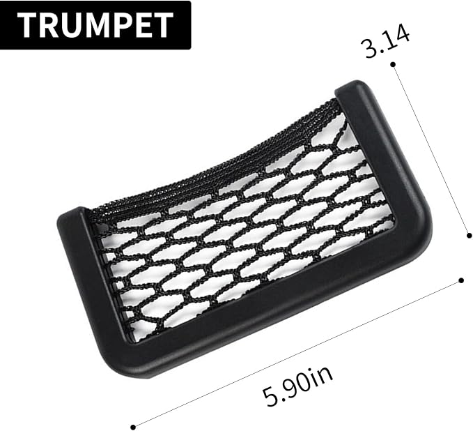 1 Pack 2 Pcs Car Net Pocket， Abs Self-Adhesive Multifunctional Car Mesh Bag Organizer Net，5.9in*3.15in Automotive Frame Storage Net Pocket. Suitable for Cars （Black
