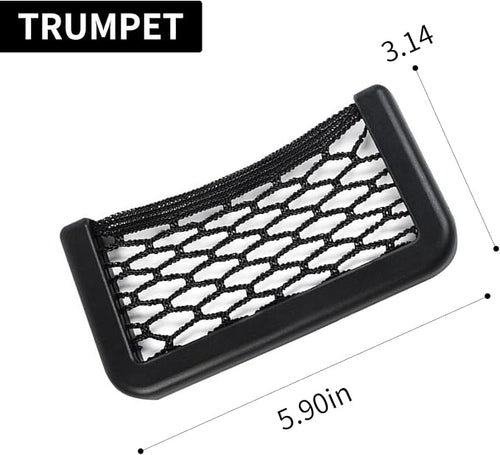 1 Pack 2 Pcs Car Net Pocket， Abs Self-Adhesive Multifunctional Car Mesh Bag Organizer Net，5.9in*3.15in Automotive Frame Storage Net Pocket. Suitable for Cars （Black