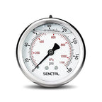 0-160 Psi Glycerin Liquid Filled Air Pressure Gauge, 2.5" Dial Size, 1/4" NPT Back Mount, Stainless Steel Case, for Water Pump, Tire, Large Air Compressor, Well, RV Regulator Pressure Test