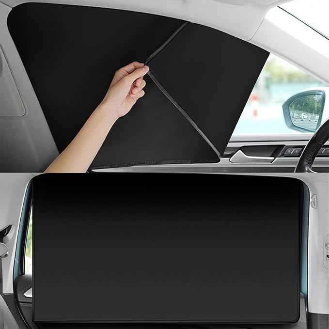 Car Window Sun Shades, Universal Interior Accessories - Double-Sided Black (4pcs)