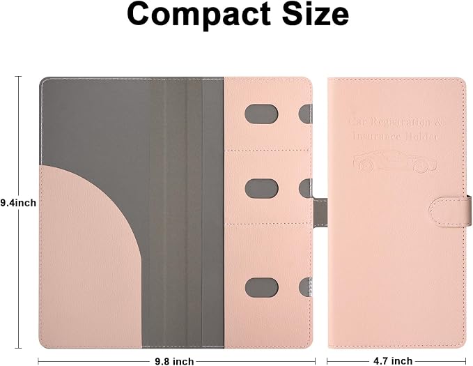 Vehicle Glove Box Organizer - Car Document Holder for Cards, Driver License & Essential Documents, JD-Rose Gold