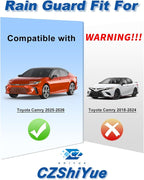 in-Channel Rain Guards Fit for Toyota Camry 2025-2026 Window Rain Guard Extra Durable Window Deflectors Window Vent Visors Vent Shades Exterior Car Accessories