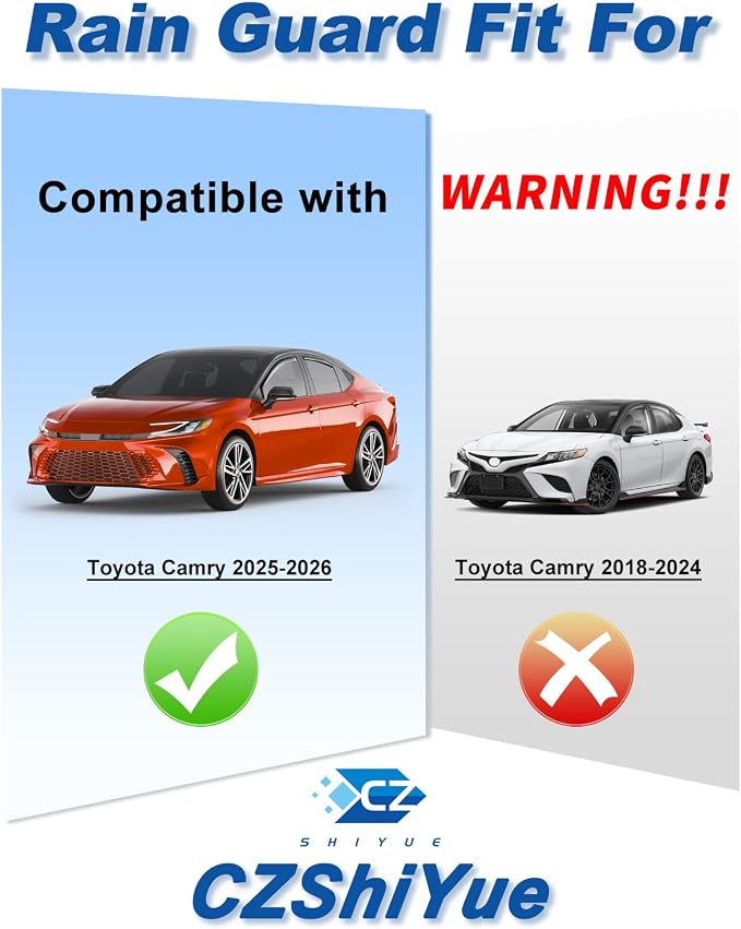 in-Channel Rain Guards Fit for Toyota Camry 2025-2026 Window Rain Guard Extra Durable Window Deflectors Window Vent Visors Vent Shades Exterior Car Accessories