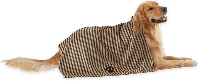 Pet Grooming Towel Collection Absorbent Microfiber X-Large, 41x23.5", Striped Brown