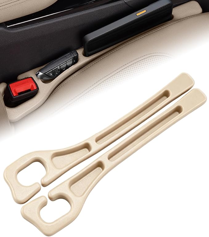 Seat Gap Filler with Storage, Universal Seat-Gap Filler, Double-Slot Organizer Prevents Phones, Keys & Coins from Falling, for Most Cars, Trucks, and Suvs (1set Beige)