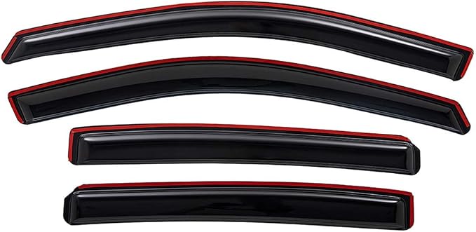 Extra Durable Clip-on in-Channel Auto Vent Window Visor, Fits 2010-2017 GMC Terrain, UV Protection Rain Guard, Original Wind Deflector, No-Drill Easy Install, Dark Smoke, 4-Pcs