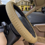 car Steering Wheel Cover Faux Leather Massage Universal fit 3D Honeycomb Hole Anti-Slip Sporty 15 Inches (Tan Tan)