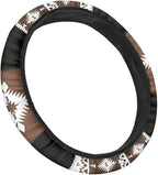 Southwest Aztec Brown Black Car Steering Wheel Cover 15 Inch Universal Breathable Soft Anti-Slip Sweat Absorbent Car Accessory Fit for Most Vehicles