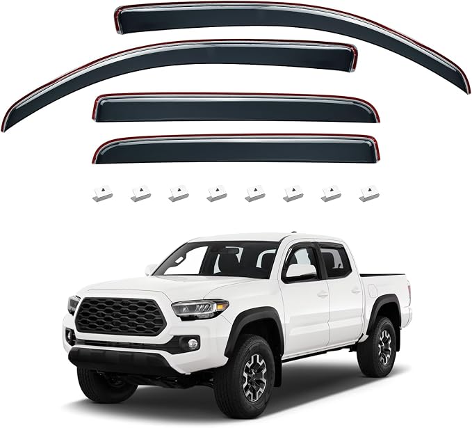 in-Channel Rain Guards Compatible with 2016-2023 Tacoma Double Cab Window Vent Visor Window Deflectors Vent Shades Tacoma Accessories