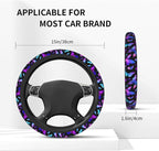 Butterfly Blue Purple Steering Wheel Cover Car Accessories Cute for Women Girls Girly Universal 15 Inch Neoprene Auto Interior Decor Anti Slip Car Truck Protector