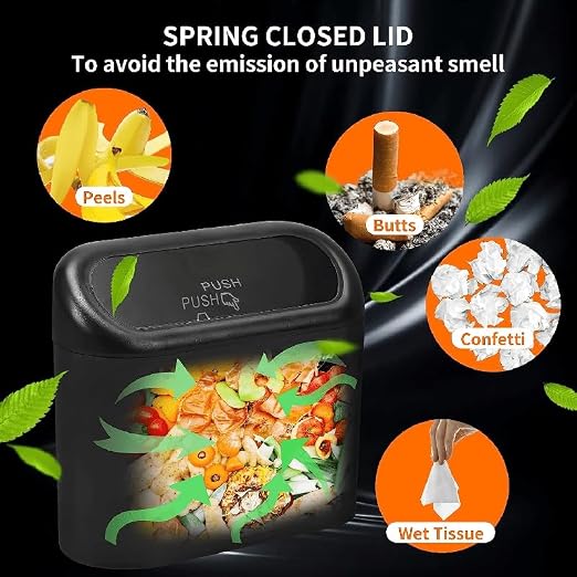 Leak-Proof mini car Trash can, 150 Garbage Bags, with lid, can be Placed on the Desk or Hung, Perfect car Accessory!