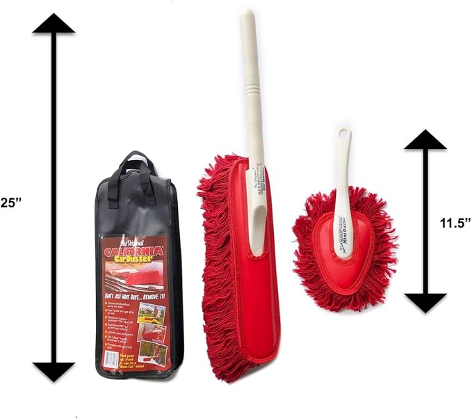The Original California Car Duster Detailing Kit with Plastic Handle, Model Number: 62445, Red