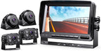 HD 1080p Backup Camera System Kit, 7-inch Reversing Monitor with Quad Split Recording IP69 Waterproof, Rear View Side View Cameras, Backup Camera for RV Truck/Trailer/Tractor/Box/Camper Y0202