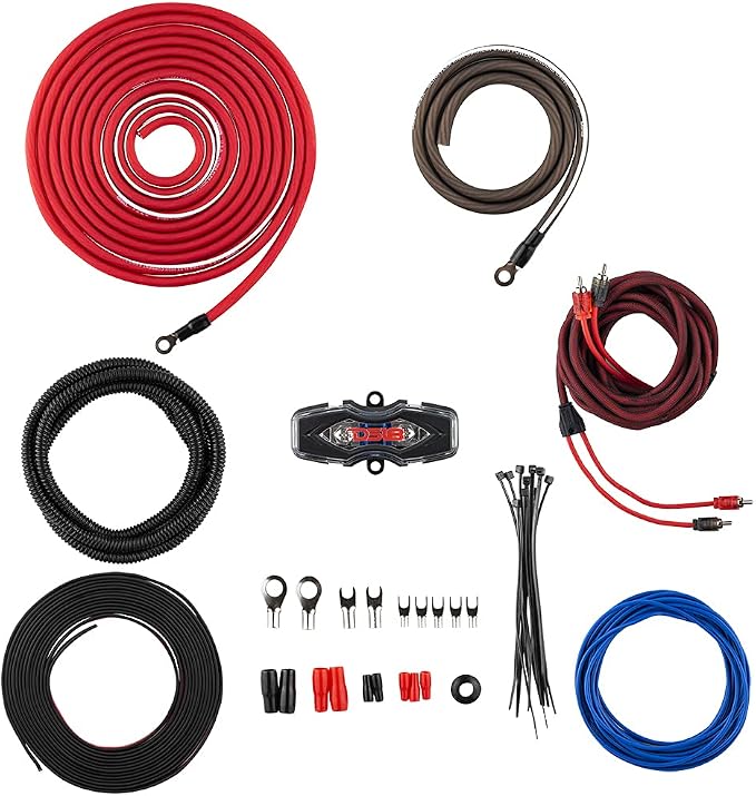 AMPKIT4 4 Gauge Amp Installation Wiring Kit - Amplifier Installation Kit 4 GA - A Car Amplifier Wiring Kit Simplifies Wire Connections and Delivers Power to Your Radio, Subwoofers, and Speakers