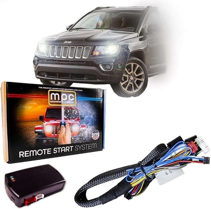 MPC Remote Start Kit Compatible with 2008-2017 Jeep Compass | 100% Plug n Play Harness | Press 3X Lock Fob to Start | 15 Minute Install
