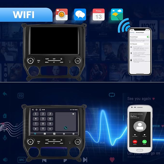 Android 13 Car Radio Compatible for Chevrolet Silverado/GMC Sierra 2014-2019,10 Inch Wireless CarPlay Android Auto Head Unit Stereo Built-in DSP WiFi SWC Type-C Fast Charging [2G+64G]