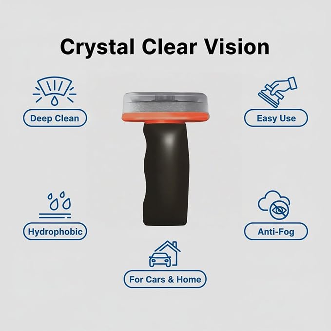2026 Handheld Glass Oil-Film Remover, Automotive Oil Film Cleaning Brush, Powerful Glass Emulsion Oil Film Remover with Hydrophobic Anti-Fog Coating, Window and Windshield Cleaning Tool for Car (1)