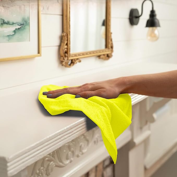 Microfiber Cleaning Cloths (Value Pack of 12) - Size 12 x 12 Inches, Highly Absorbent Cleaning Rags, Lint Free, Reusable and Washable, Microfiber Towels for Cars