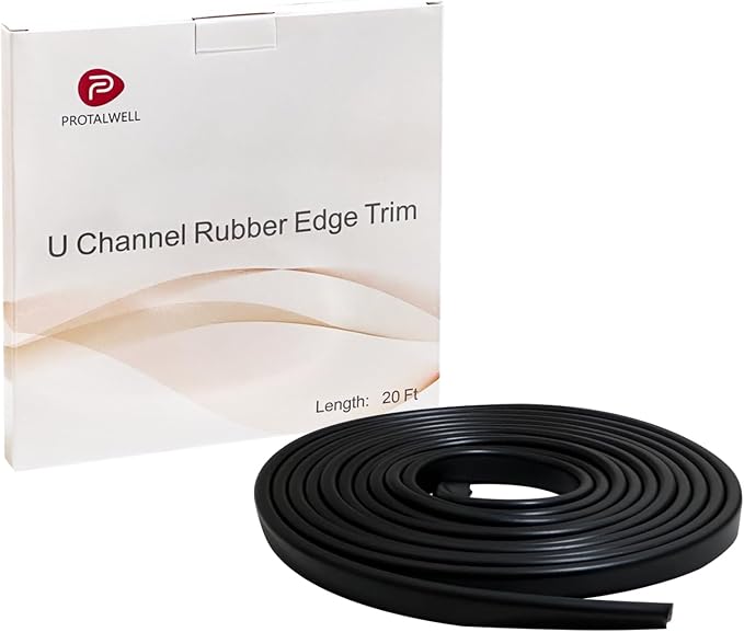 Rubber Edge Trim, 3/32" U Channel Edge Trim, Fit for 1/16" to 1/8", Edge Protector for Sheet Metal, Length 20Ft, Black Color