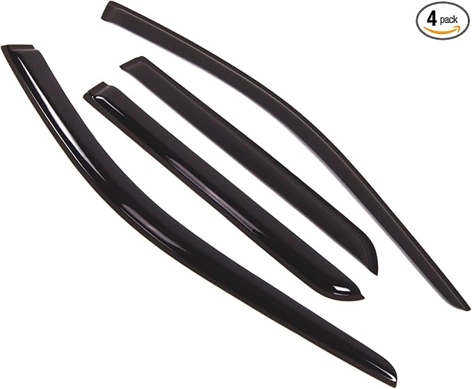 Outside Mount Window Vent Visors Rain Guards Compatible with Dodge Durango 2017-2018 | Side Window Wind Deflectors Rain Shields | Black Tinted, 4 Pcs Set, BGWV-118B