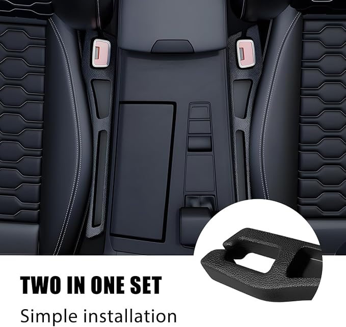 Car Seat Gap Filler, 2PCS Crevice Blocker Stopper Between Vehicle Seat Console, No Drop Automotive Fill Crevice Guard Interior Accessories, Universal for SUV Truck Sedan (Black)