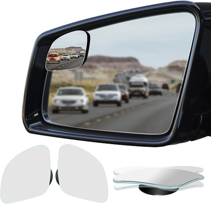 Blind Spot Mirror, HD Glass Frameless Convex Wide Angle Stick on Rearview Blindspot Car Mirror for Car SUV and Truck (Rhombus, Pack of 2)