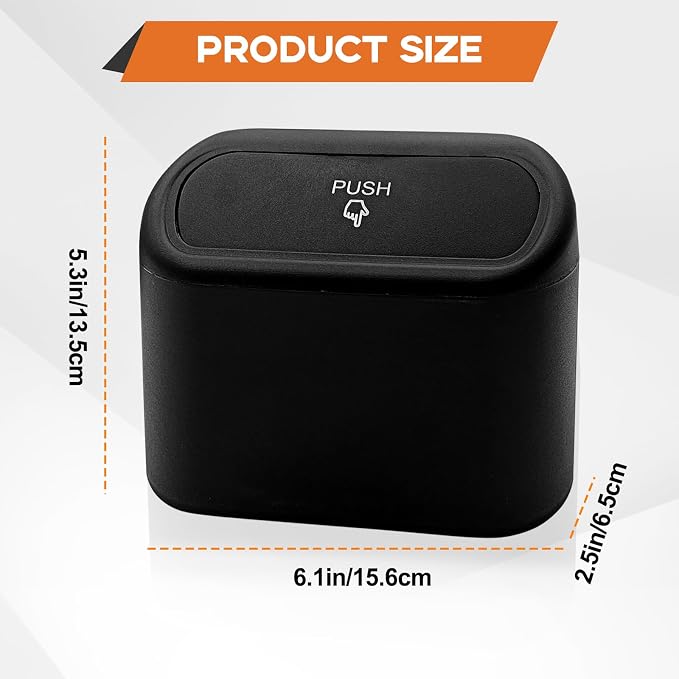 Car Trash Can, Mini Portable Car Bin with Lid & with 1 Roll Trash Bag, Leakproof Hanging Cars Storage Bag Container for Car, Home and Office (Black)