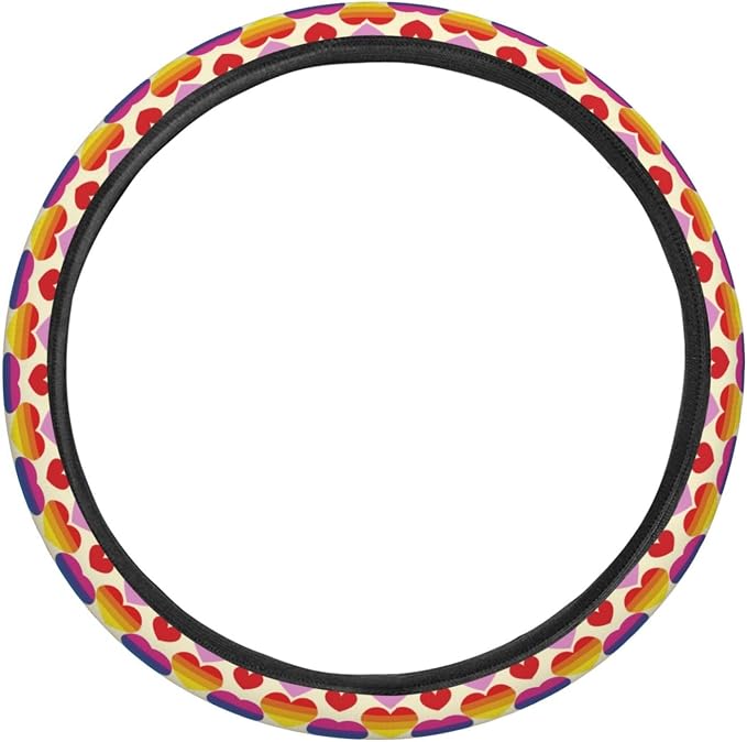 Rainbow Love Steering Wheel Covers Anti-Slip Elasticity Car Accessories Steering Wheel Protector Universal 15 Inch for Cars SUV Vehicle Truck