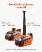 Electric Car Jack Cordless Remote Control, 5 Tons /11000 lbs, Electric Hydraulic Jack Kit 18V Battery with Electric Impact Wrench, Tire Change Replacement with LED Light, Portable Car Jack