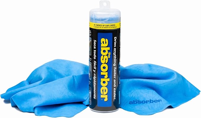 the absorber® Large 27-Inch x 17-Inch, Blue - Synthetic Premium Drying Chamois Cloth for Car - Super Absorbent, Scratch-Free and Washable