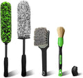 4PCS Car Wheel Cleaning Kit, 360° Bendable Wheel Brush with Premium Boar Hair Detailing Brush | Microfiber Scratch-Free Wheel and Tire Brush Kit for Cleaning Wheels,Tires