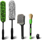 4PCS Car Wheel Cleaning Kit, 360° Bendable Wheel Brush with Premium Boar Hair Detailing Brush | Microfiber Scratch-Free Wheel and Tire Brush Kit for Cleaning Wheels,Tires