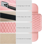 carleef Arm Rest Cover for Car,Leather+Memory Foam Center Console Cover with Storage Bags,Universal Middle Console Cover Car Accessories Interior for Most Cars Center Consoles (Pink)
