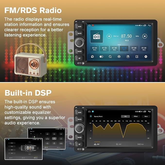 8 Core Car Radio Stereo for Chevy Chevrolet Silverado 2003-2006 Impala SSR Tahoe Tahoe GMC Siera Yukon Hummer with Android 15 Wireless CarPlay Android Auto Bluetooth FM/AM WiFi 【4GB+64GB】